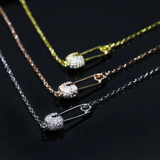 Elegant Safety Pin Charm Necklace