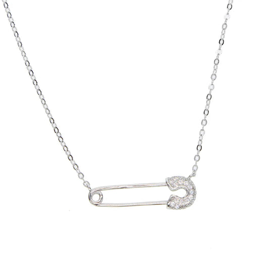 Charm Dainty Paper Clip Paved Small Cz Stone Necklace