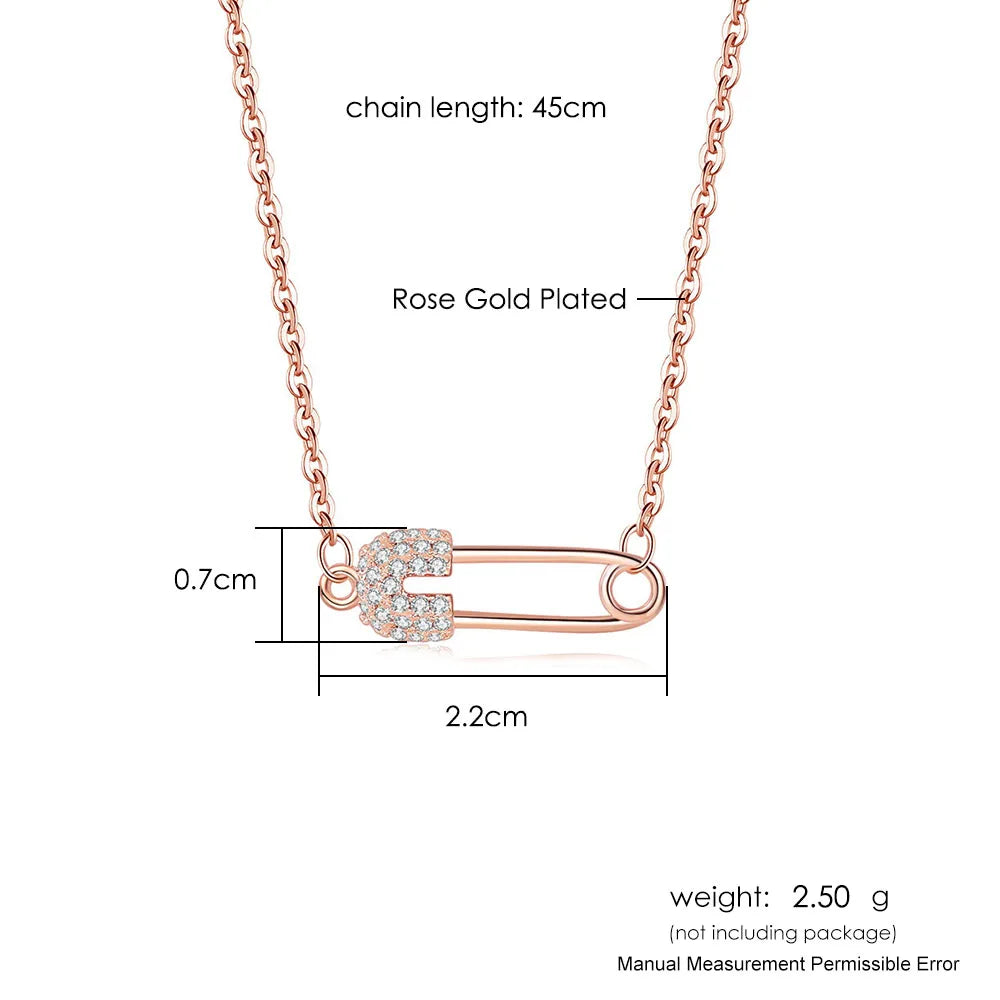 elegant safety pin charm necklace