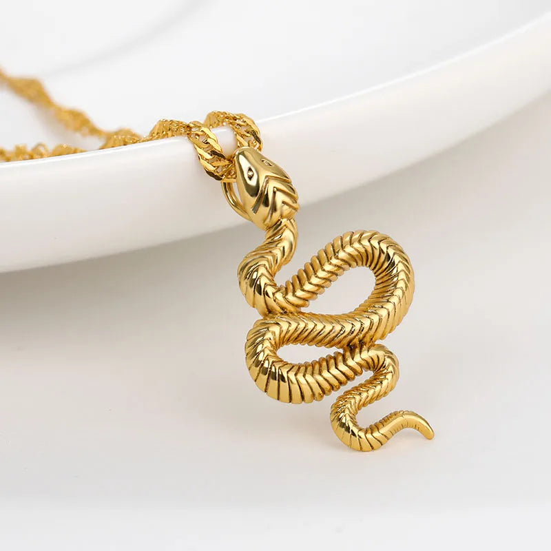 snake medusa necklace stainless steel gold/silver