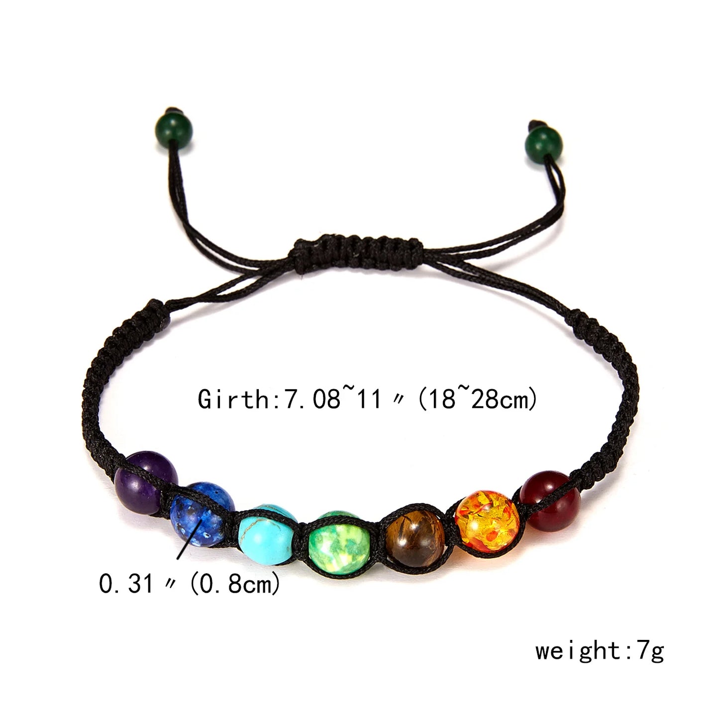 7 chakra beads bracelet natural stone black rope braided yoga reiki healing balance bracelets & bangles for women men