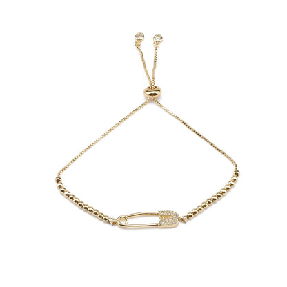 Luxe Gold Crystal Safety Pin Bracelet