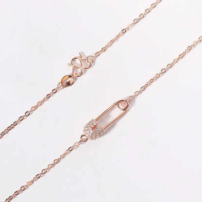 Elegant Safety Pin Charm Necklace